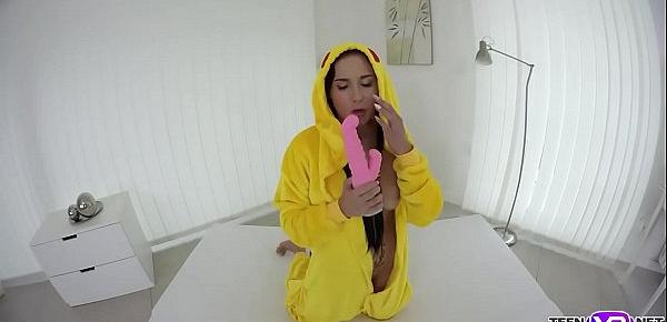  VR pokemon babe Nicole Love plays her tight pussy
